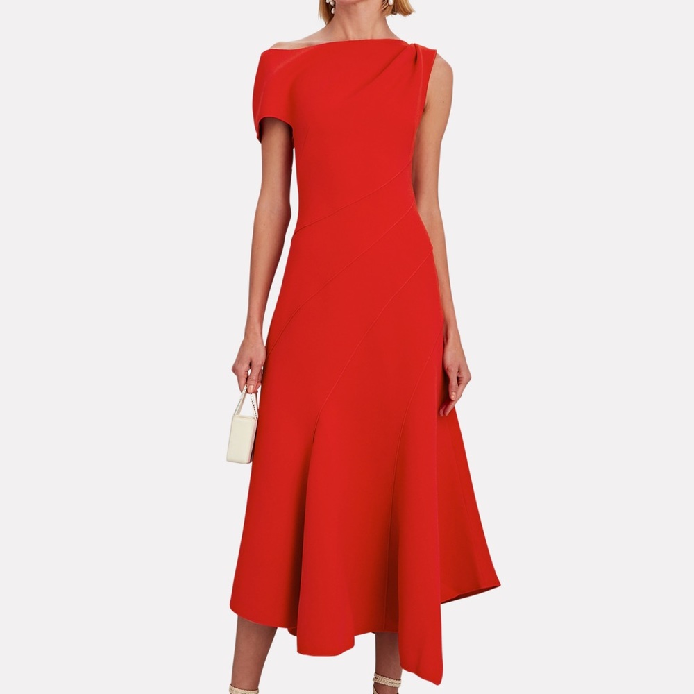 NWT ACLER Corbyn Off-The-Shoulder Red Midi Dress - Size 8